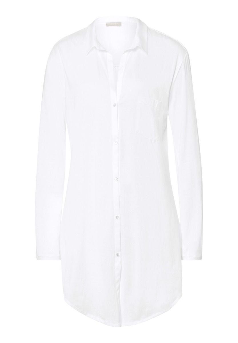 Hanro Basic Cotton Deluxe Cotton Deluxe L/Slv Nightdress 90Cm (077958) White