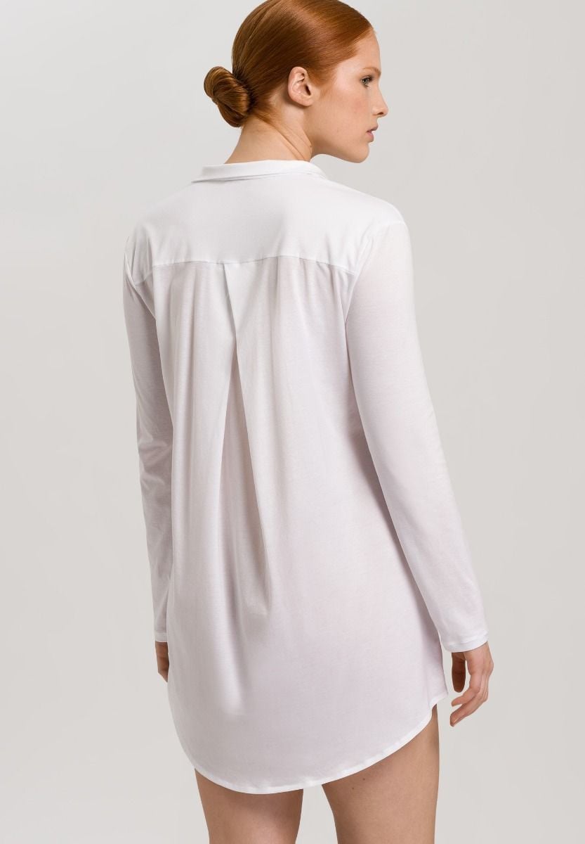 Hanro Basic Cotton Deluxe Cotton Deluxe L/Slv Nightdress 90Cm (077958) White