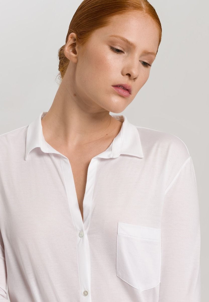 Hanro Basic Cotton Deluxe Cotton Deluxe L/Slv Nightdress 90Cm (077958) White
