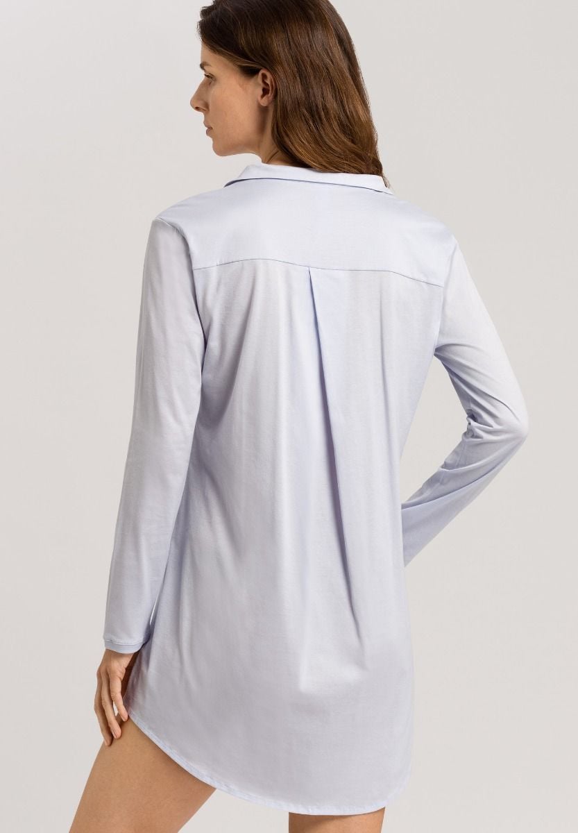Hanro Basic Cotton Deluxe Cotton Deluxe L/Slv Nightdress 90Cm (077958) Blue Glow
