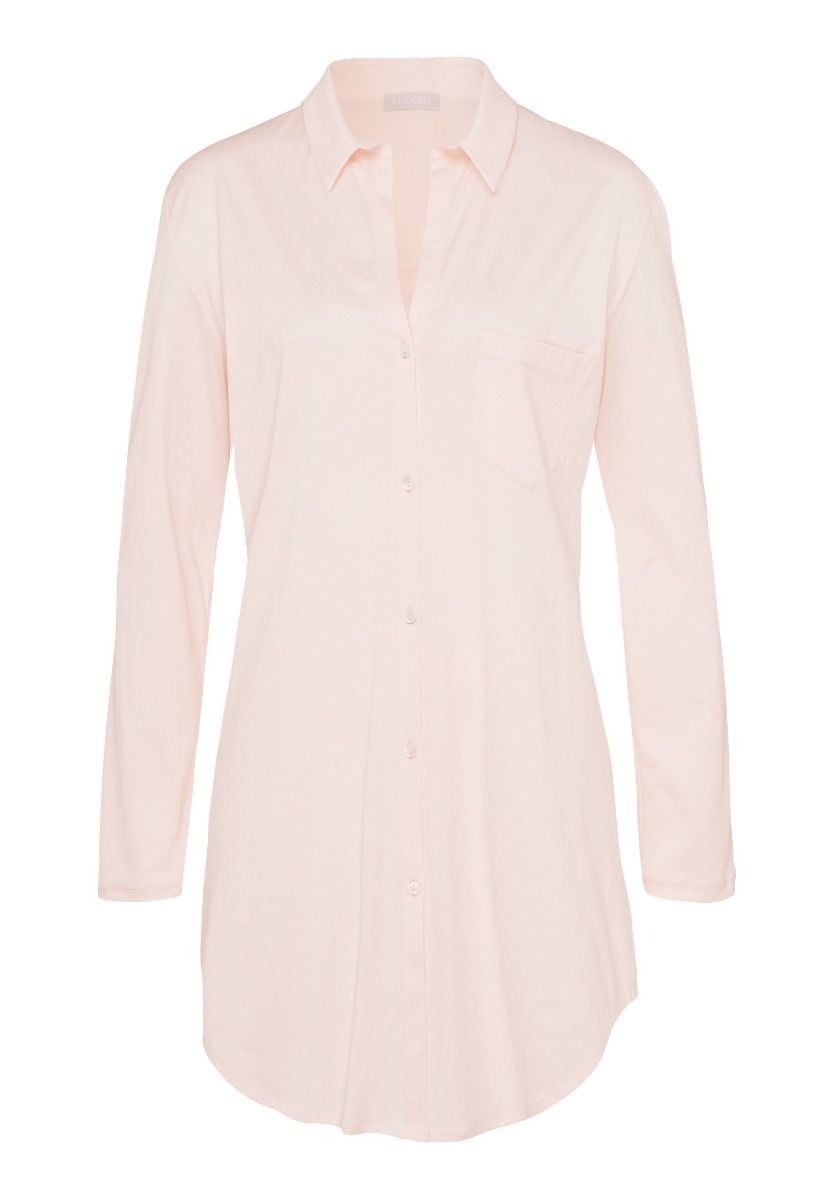 Hanro Basic Cotton Deluxe Cotton Deluxe L/Slv Nightdress 90Cm (077958) Crystal Pink