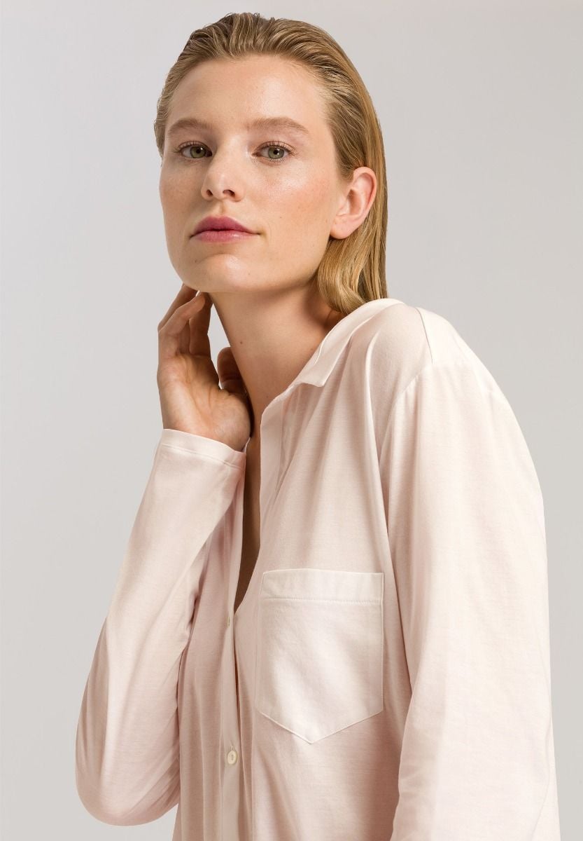 Hanro Basic Cotton Deluxe Cotton Deluxe L/Slv Nightdress 90Cm (077958) Crystal Pink