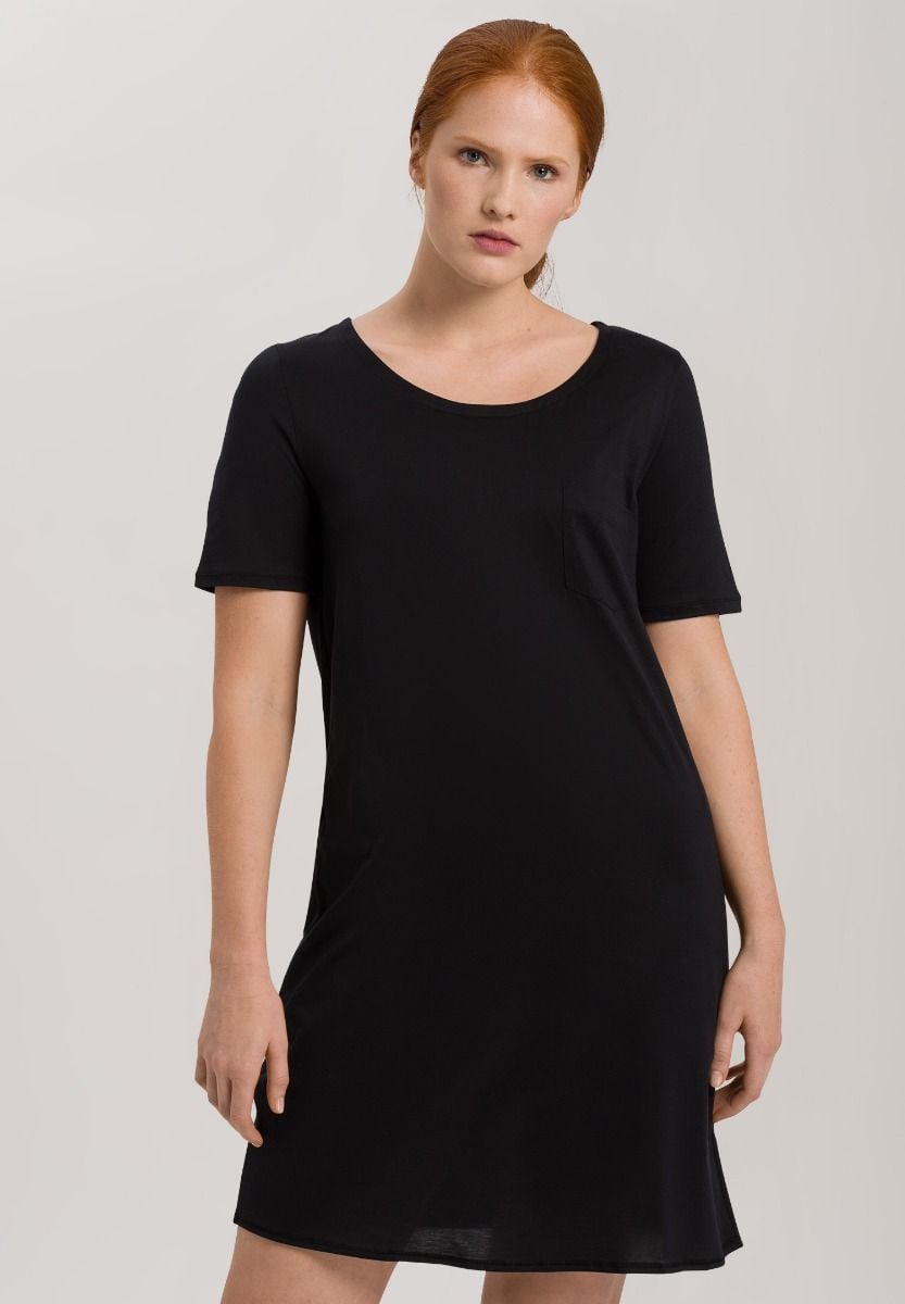 Hanro Basic Cotton Deluxe Cotton Deluxe S/Slv Nightdress 90Cm (077953) Black