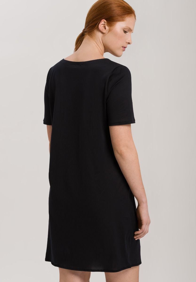 Hanro Basic Cotton Deluxe Cotton Deluxe S/Slv Nightdress 90Cm (077953) Black