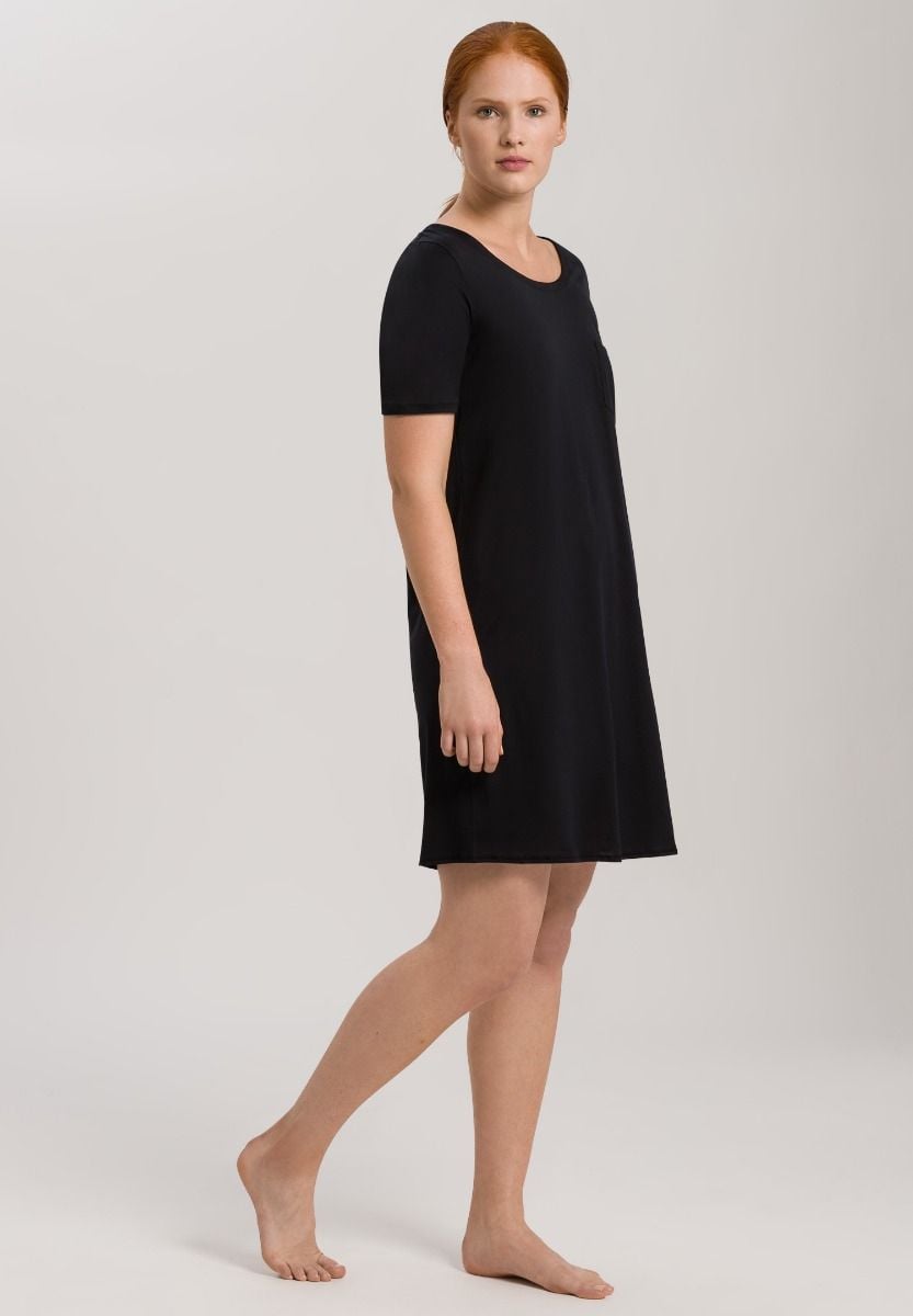 Hanro Basic Cotton Deluxe Cotton Deluxe S/Slv Nightdress 90Cm (077953) Black