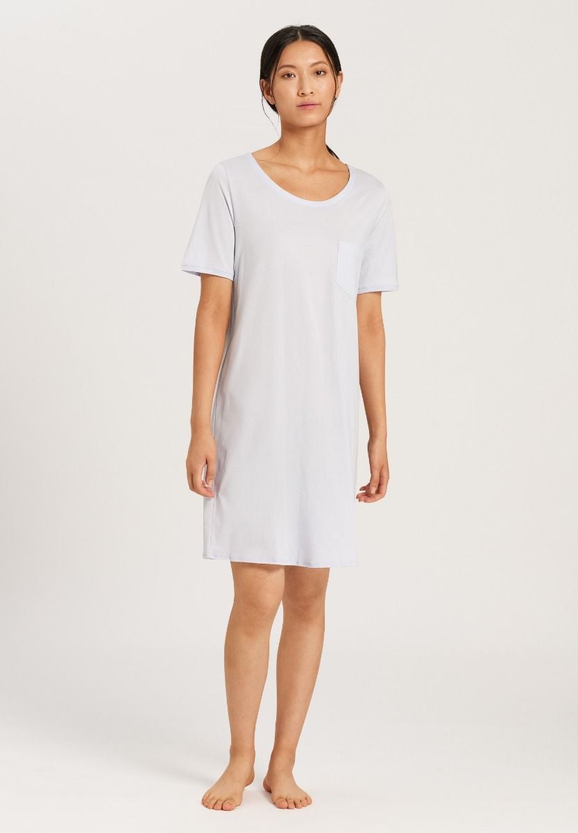 Hanro Basic Cotton Deluxe Cotton Deluxe S/Slv Nightdress 90Cm (077953) Blue Glow