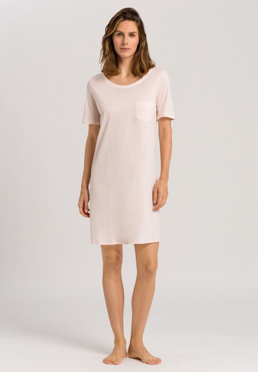 Hanro Basic Cotton Deluxe Cotton Deluxe S/Slv Nightdress 90Cm (077953) Crystal Pink