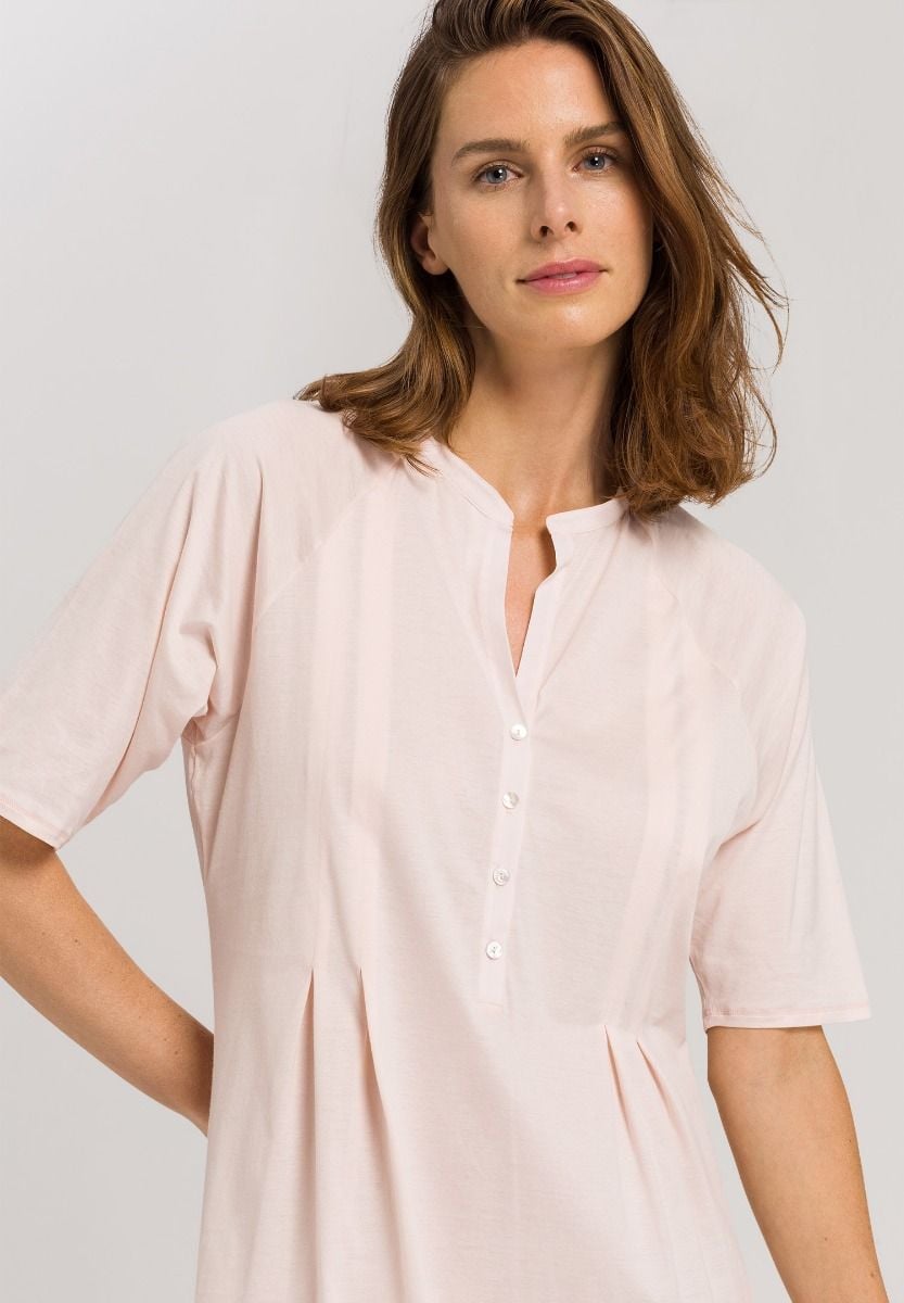Hanro Basic Cotton Deluxe Cotton Deluxe S/Slv Nightdress 100 Cm (077954) Crystal Pink
