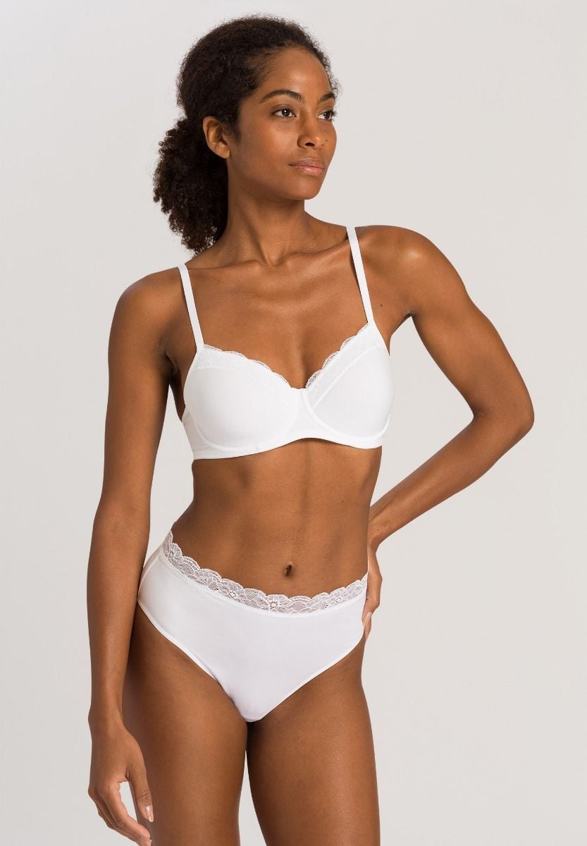 Hanro Basic Cotton Lace Cotton Lace T-Shirt Bra (072433) White
