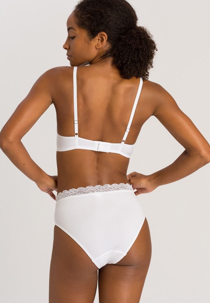 Hanro Basic Cotton Lace Cotton Lace T-Shirt Bra (072433) White