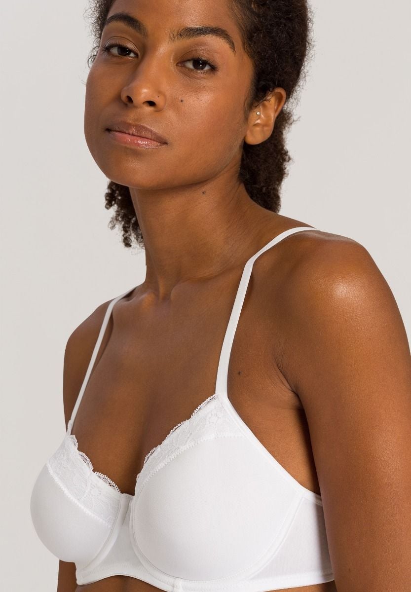 Hanro Basic Cotton Lace Cotton Lace T-Shirt Bra (072433) White