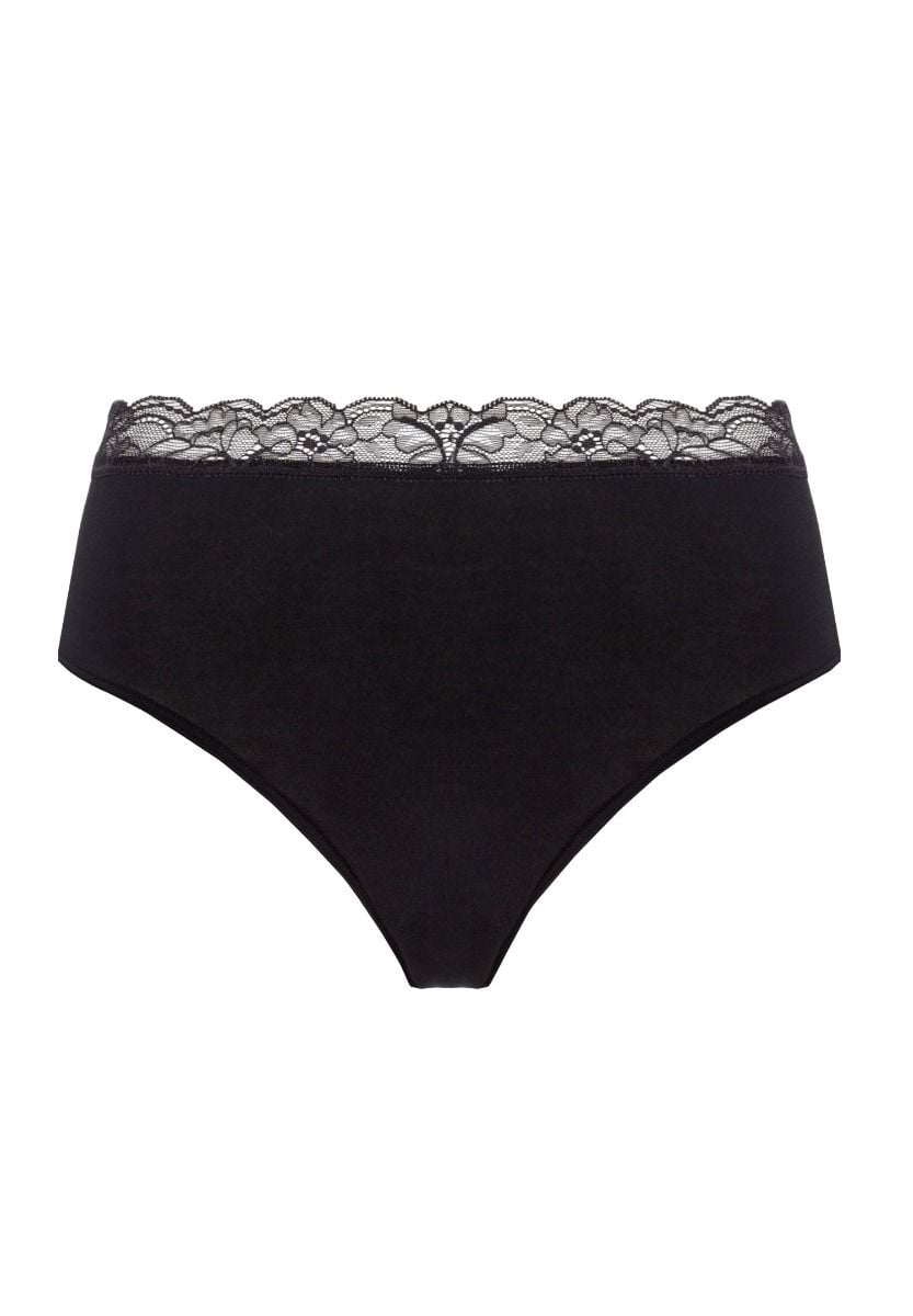 Hanro Basic Cotton Lace Cotton Lace Maxi Briefs (072436) Black