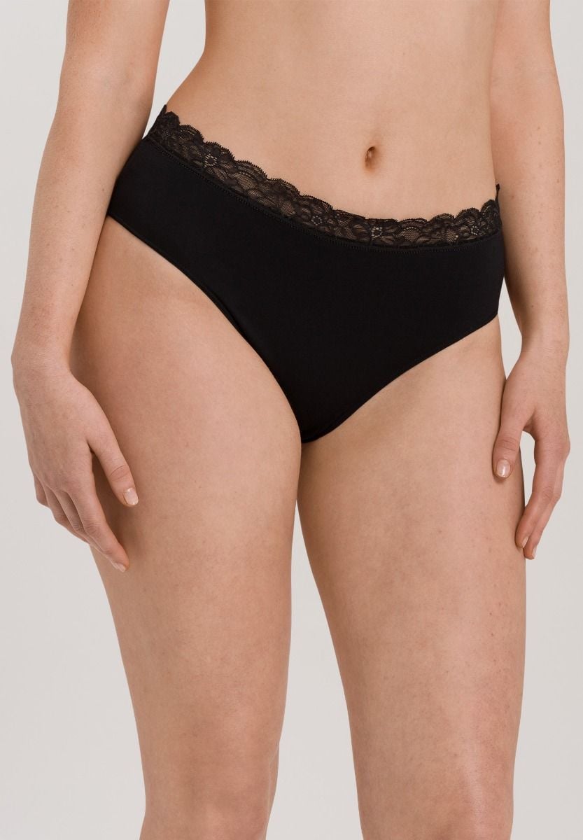 Hanro Basic Cotton Lace Cotton Lace Maxi Briefs (072436) Black