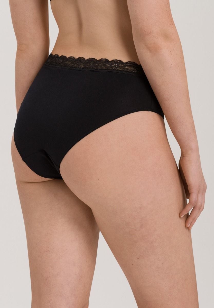 Hanro Basic Cotton Lace Cotton Lace Maxi Briefs (072436) Black