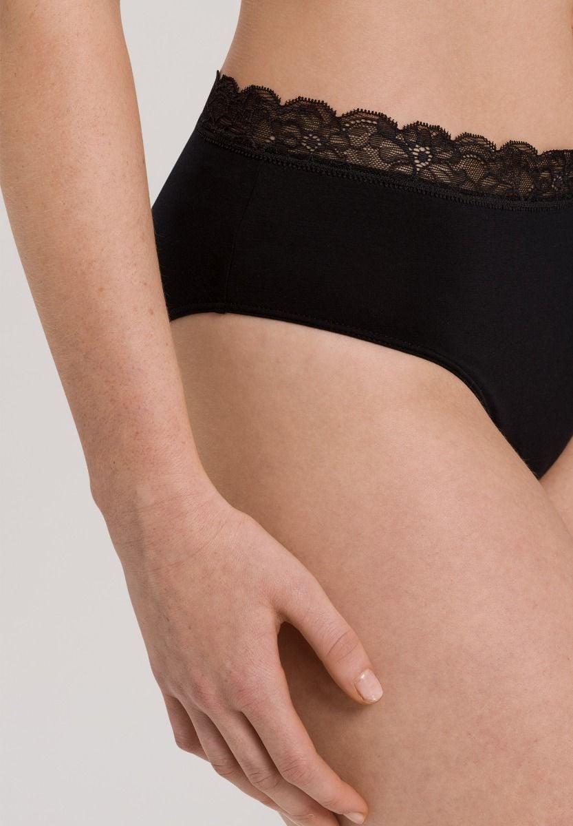 Hanro Basic Cotton Lace Cotton Lace Maxi Briefs (072436) Black
