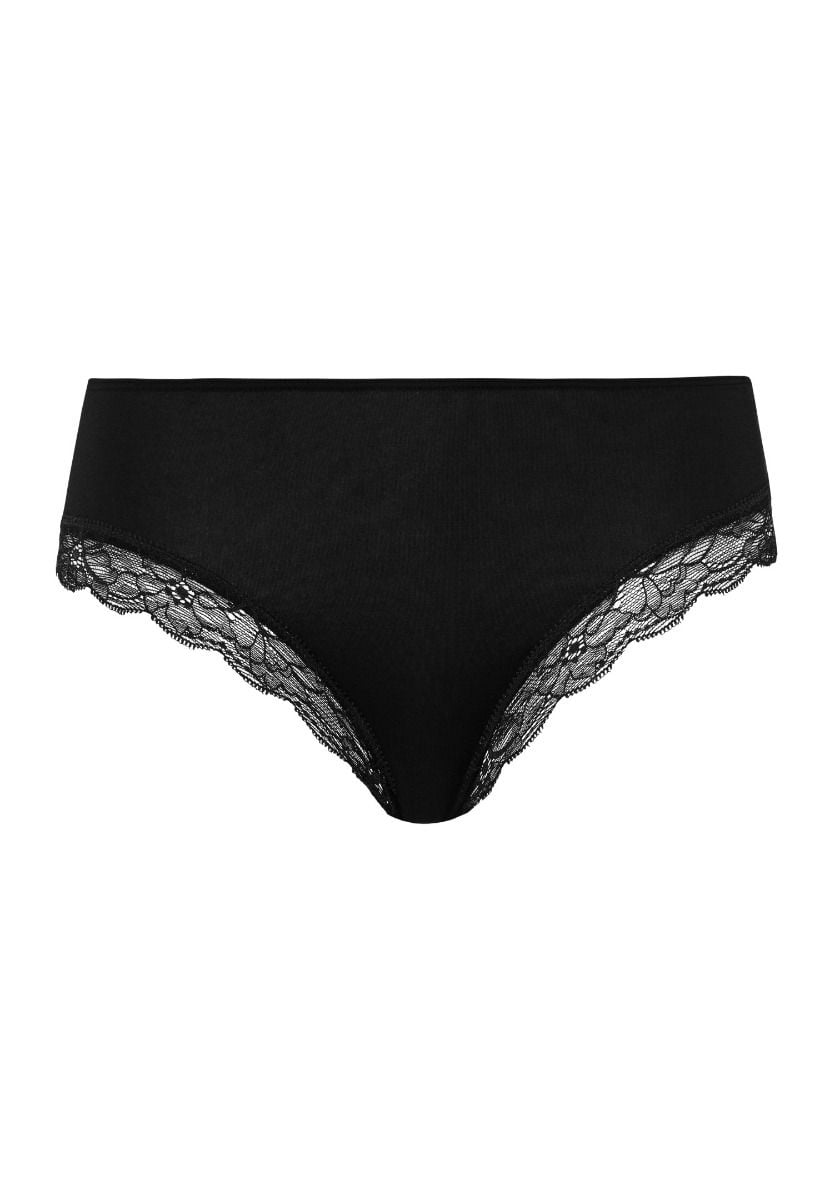 Hanro Basic Cotton Lace Cotton Lace Midi Briefs (072437) Black