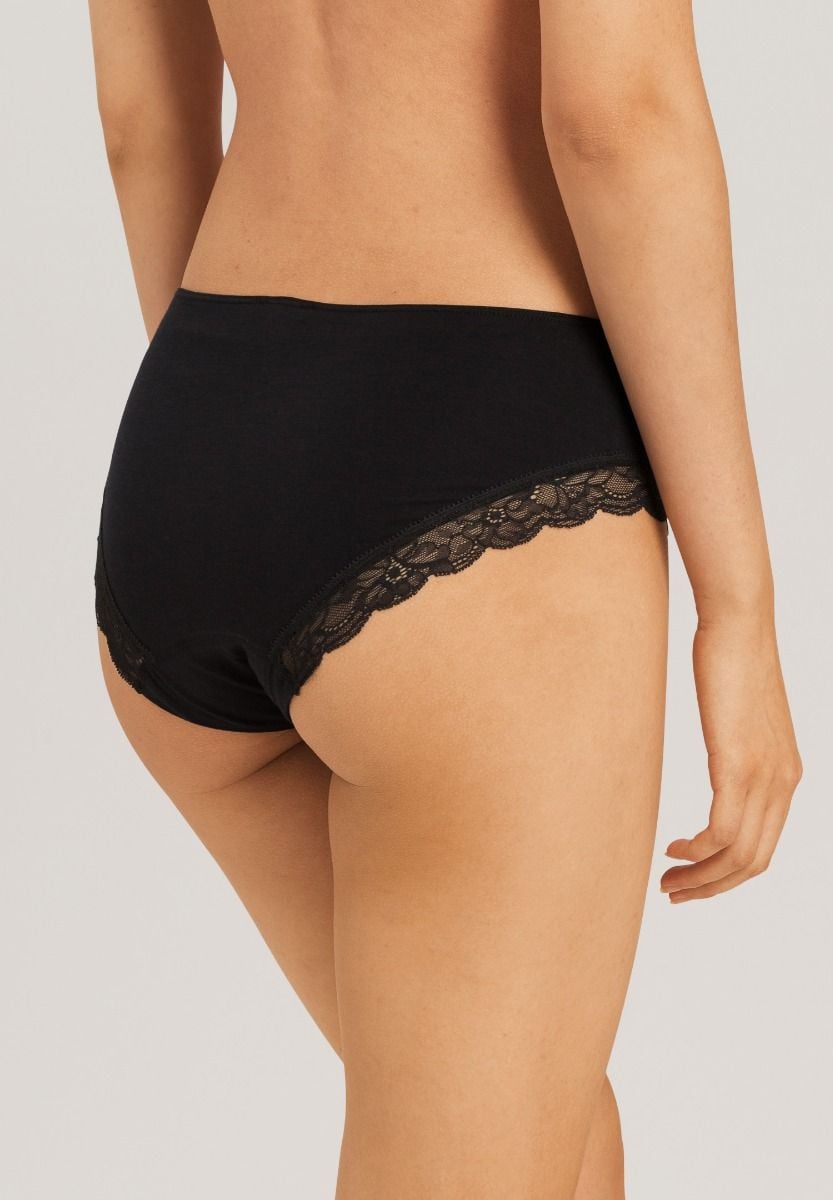 Hanro Basic Cotton Lace Cotton Lace Midi Briefs (072437) Black