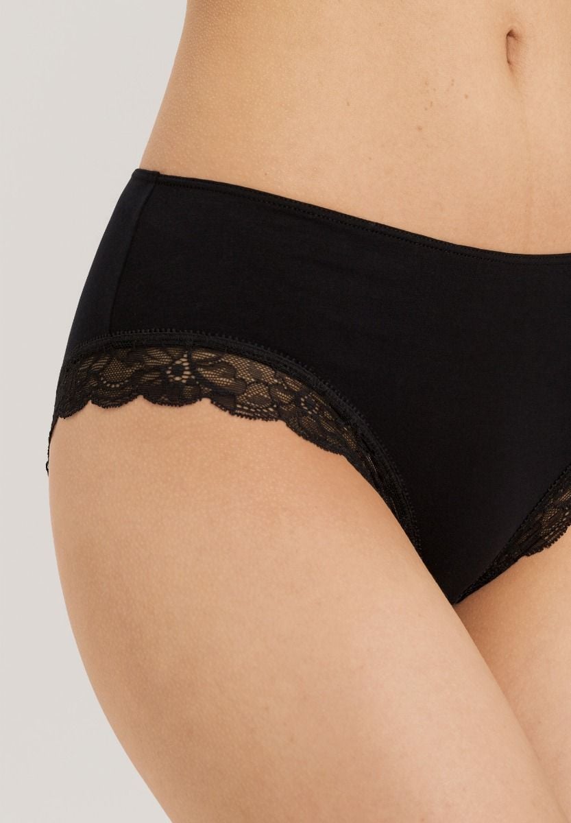 Hanro Basic Cotton Lace Cotton Lace Midi Briefs (072437) Black