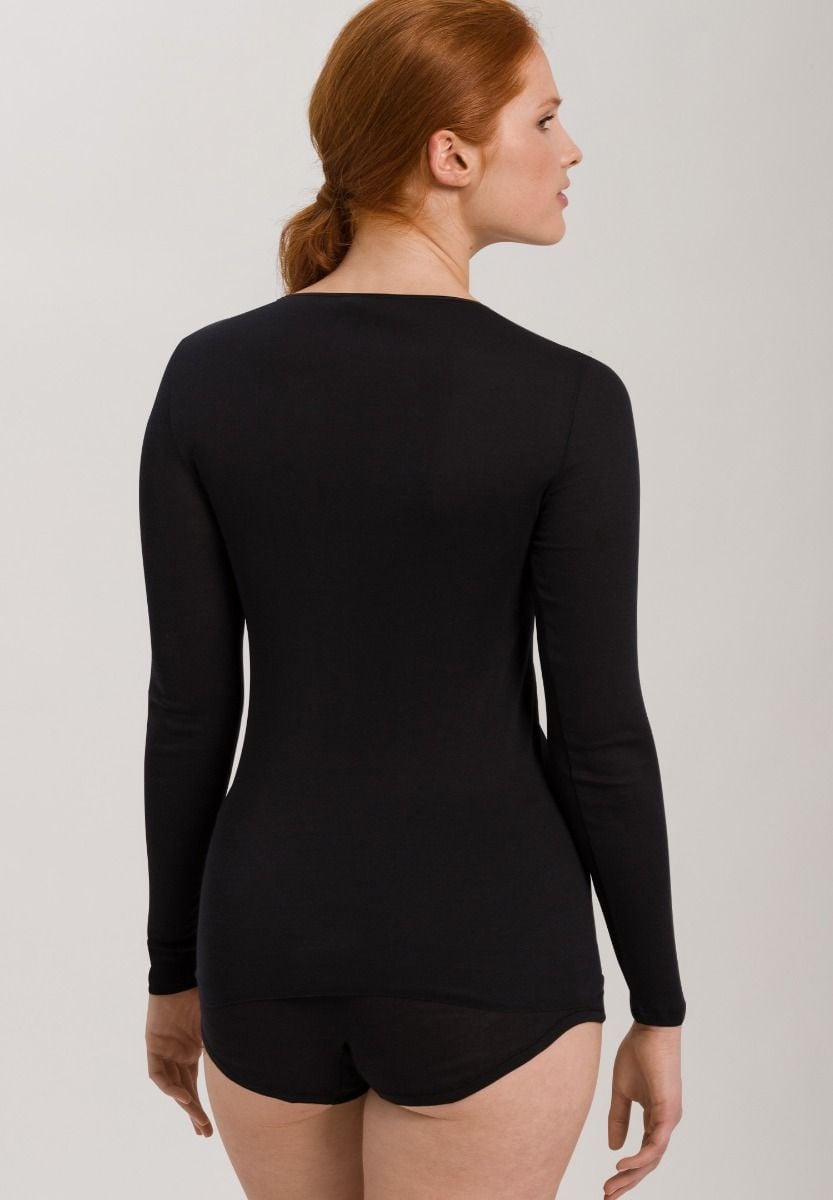 Hanro Basic Cotton Seamless Cotton Seamless L/Slv Shirt (071620) Black