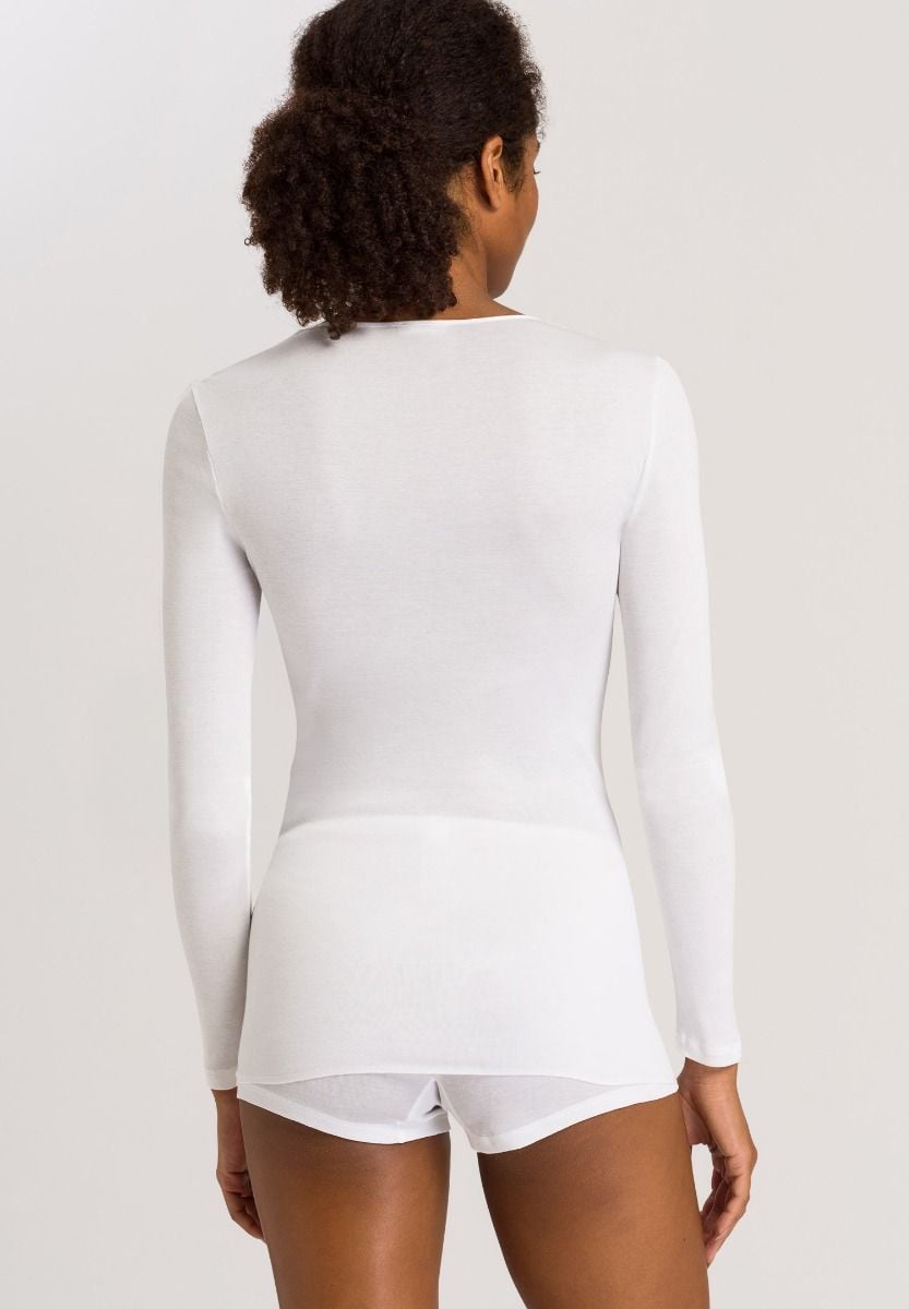 Hanro Basic Cotton Seamless Cotton Seamless L/Slv Shirt (071620) White