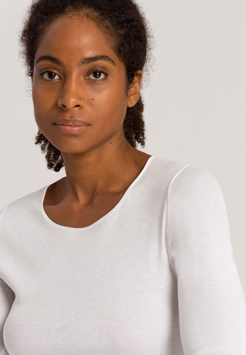 Hanro Basic Cotton Seamless Cotton Seamless L/Slv Shirt (071620) White