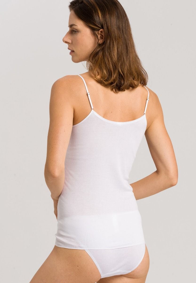 Hanro Basic Cotton Seamless Cotton Seamless Spaghetti Top (071600) White