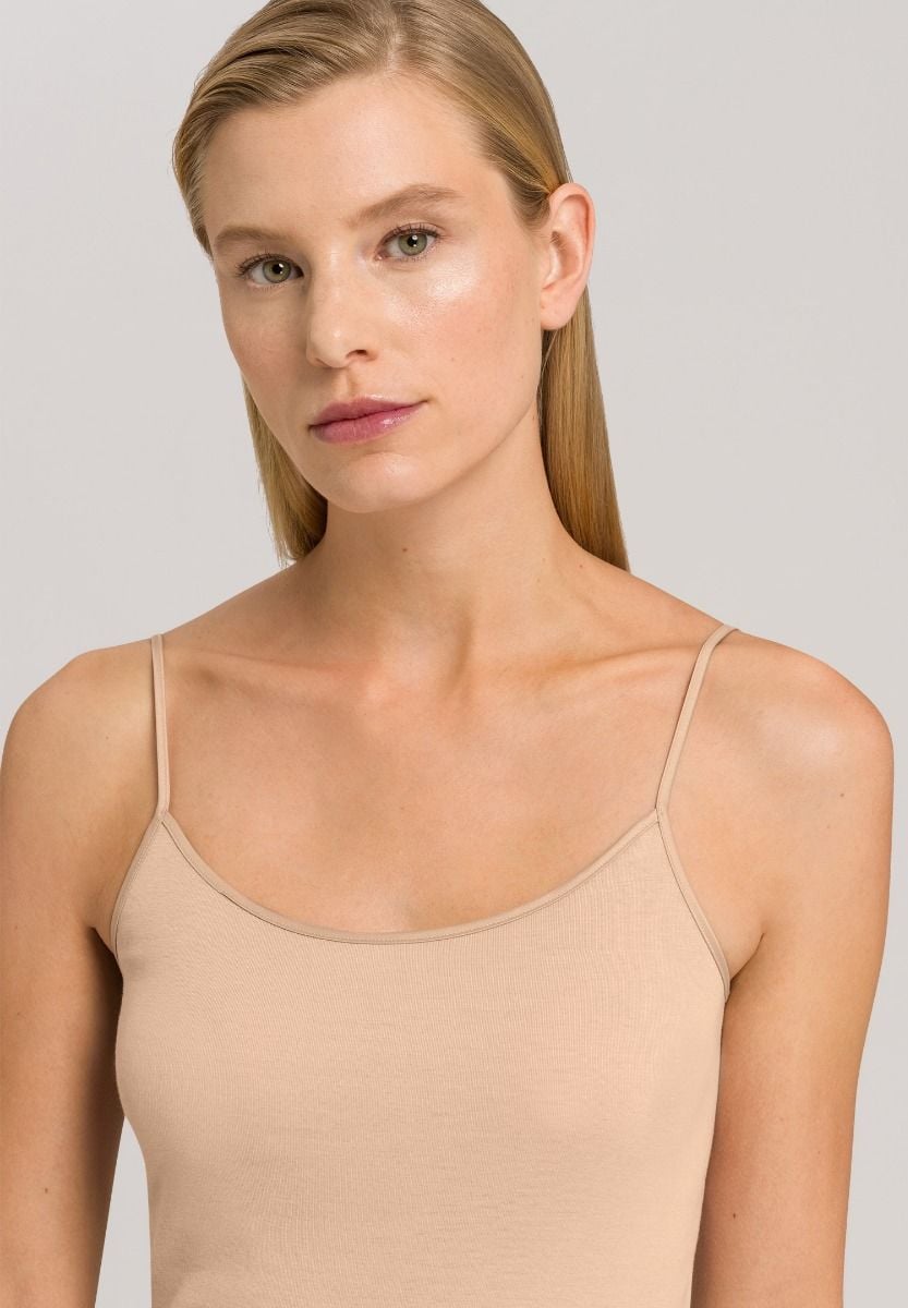 Hanro Basic Cotton Seamless Cotton Seamless Spaghetti Top (071600) Beige