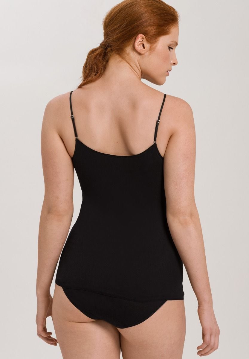 Hanro Basic Cotton Seamless Cotton Seamless Spaghetti Top (071601) Black