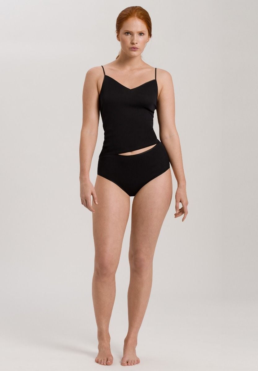 Hanro Basic Cotton Seamless Cotton Seamless Spaghetti Top (071601) Black