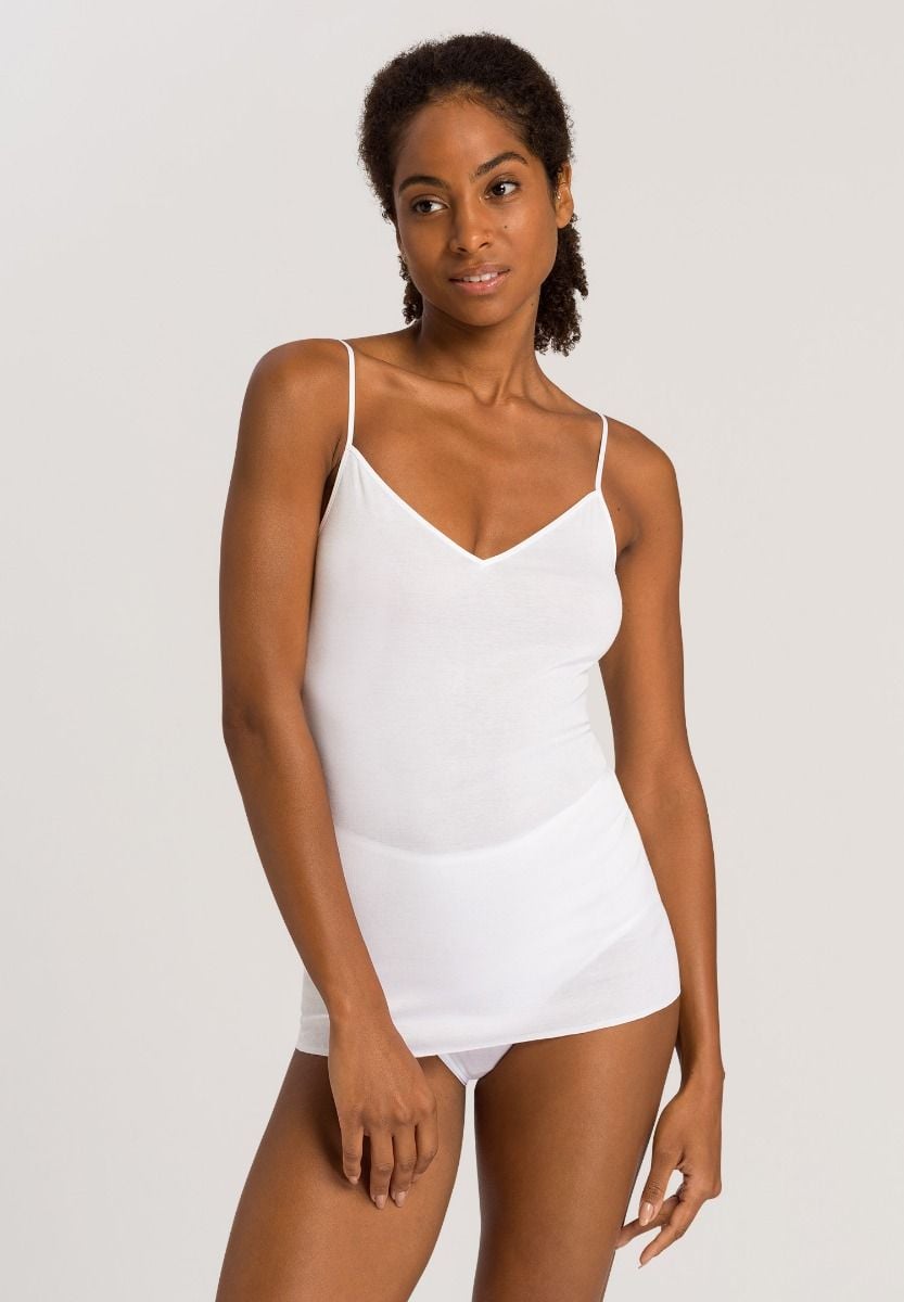 Hanro Basic Cotton Seamless Cotton Seamless Spaghetti Top (071601) White