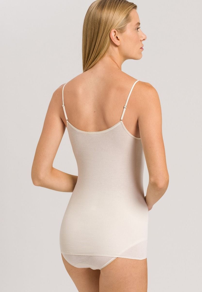 Hanro Basic Cotton Seamless Cotton Seamless Spaghetti Top (071601) Pale Cream