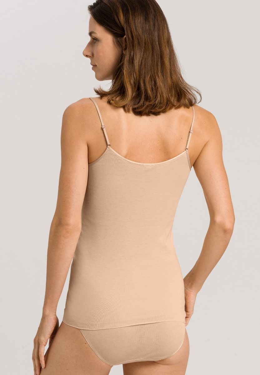 Hanro Basic Cotton Seamless Cotton Seamless Spaghetti Top (071601) Beige