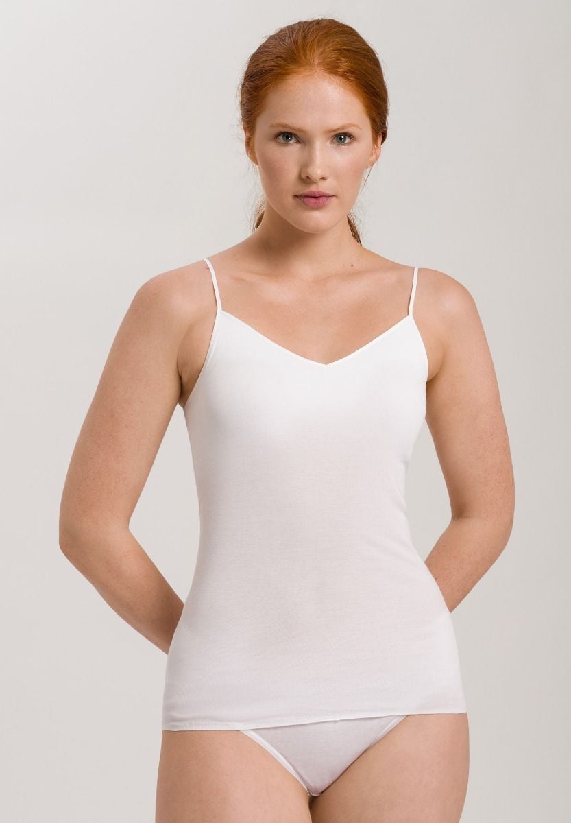 Hanro Basic Cotton Seamless Cotton Seamless Spaghetti Top Padded (071605) White