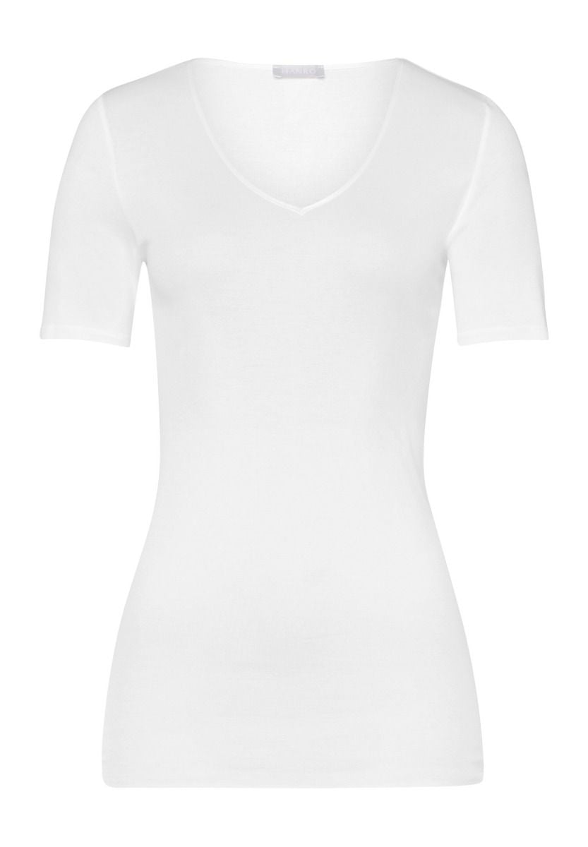 Hanro Basic Cotton Seamless Cotton Seamless Short Sleeve Shirt (071603) White