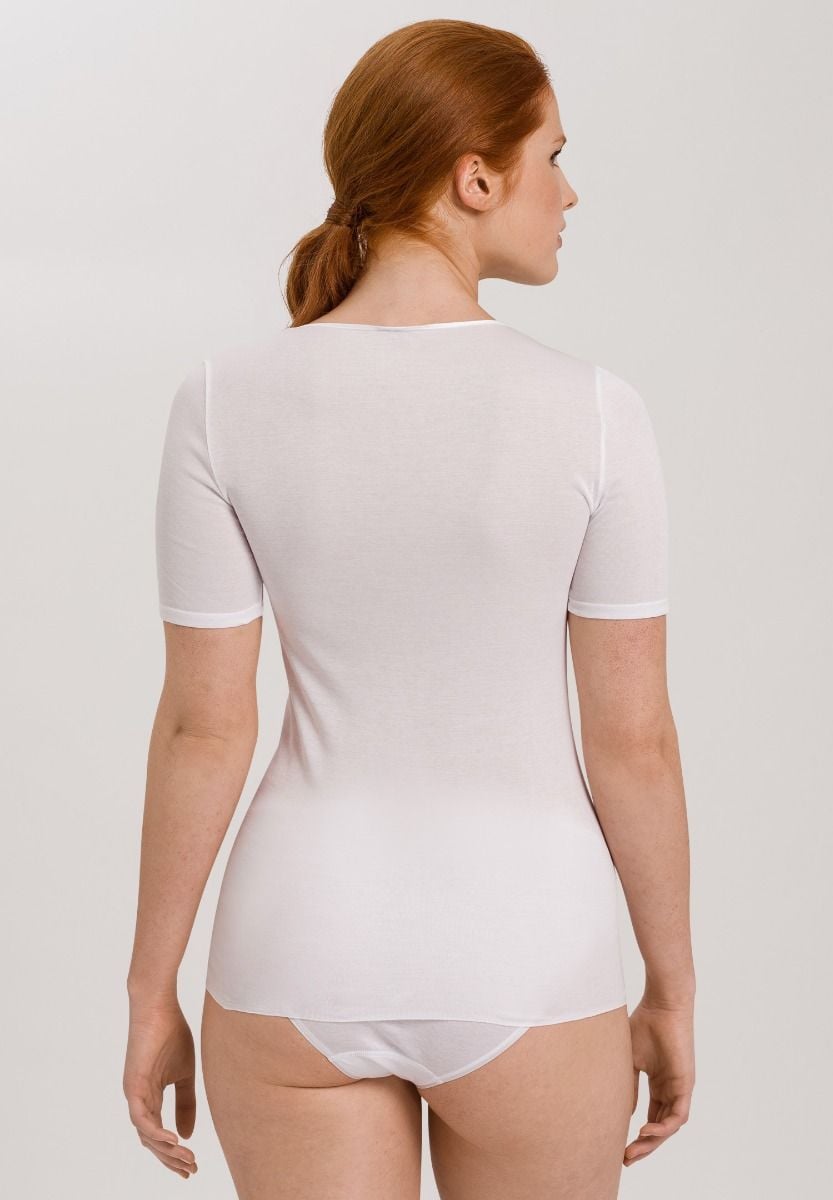 Hanro Basic Cotton Seamless Cotton Seamless Short Sleeve Shirt (071603) White