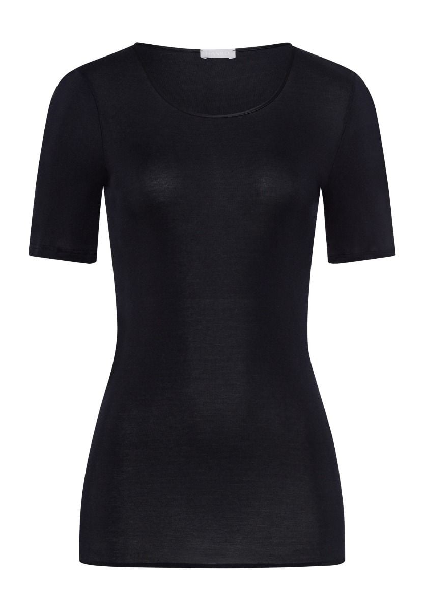 Hanro Basic Cotton Seamless Cotton Seamless Short Sleeve Shirt (071630) Black