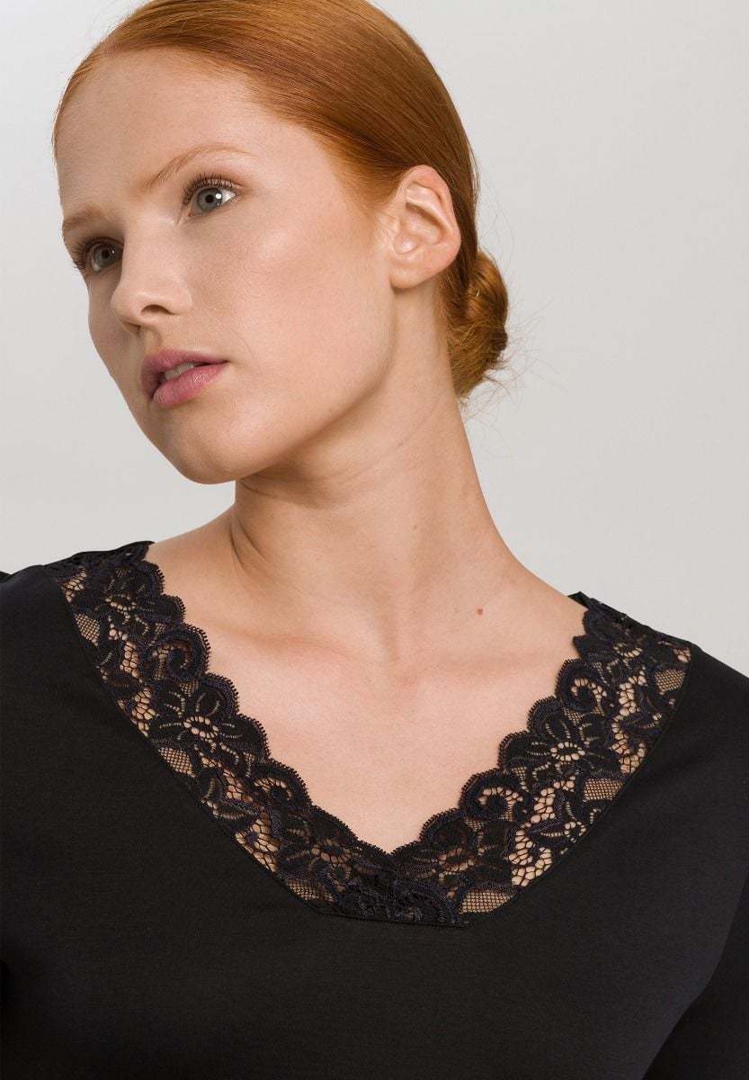 Hanro Basic Moments Nw Moments Nw S/Slv Nightdress 130Cm (077933) Black