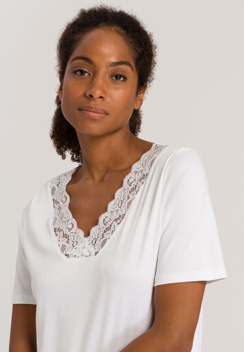Hanro Basic Moments Nw Moments Nw S/Slv Nightdress 130Cm (077933) White
