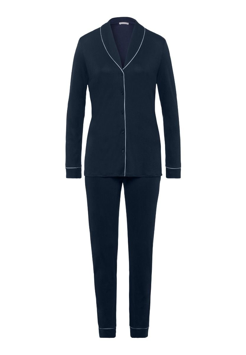 Hanro Basic Natural Comfort Natural Comfort L/Slv Pajama (077966) Deep Navy