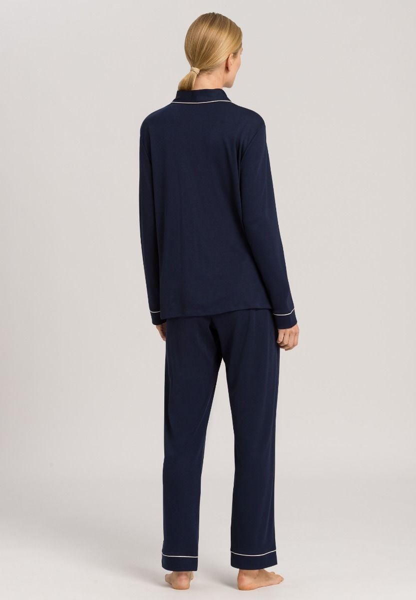 Hanro Basic Natural Comfort Natural Comfort L/Slv Pajama (077966) Deep Navy