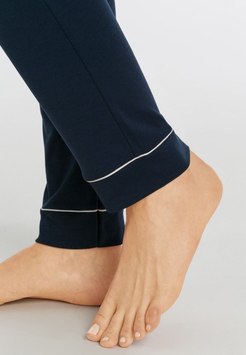 Hanro Basic Natural Comfort Natural Comfort L/Slv Pajama (077966) Deep Navy