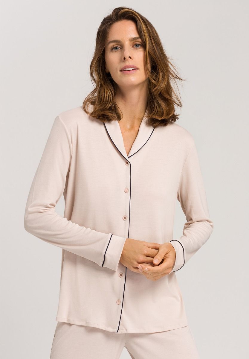 Hanro Basic Natural Comfort Natural Comfort L/Slv Pajama (077966) Almond