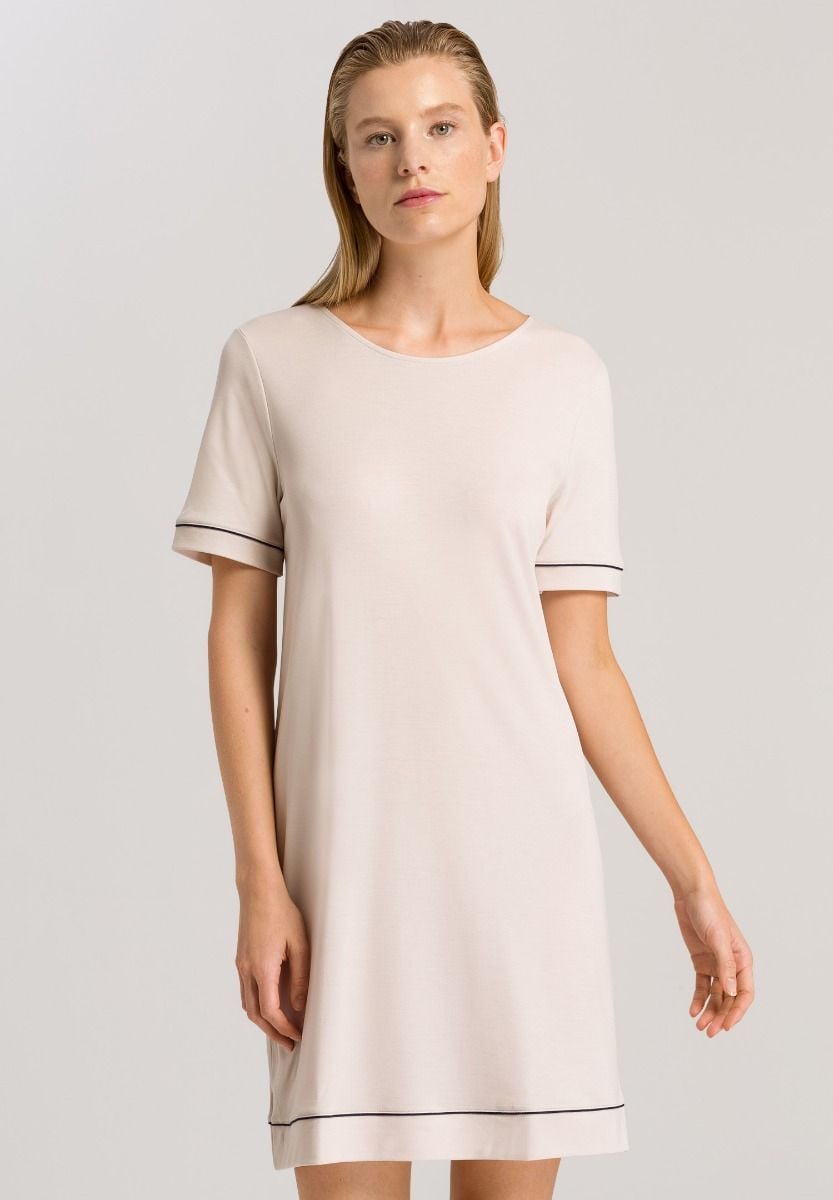 Hanro Basic Natural Comfort Natural Comfort S/Slv Nightdress 90Cm (077963) Almond