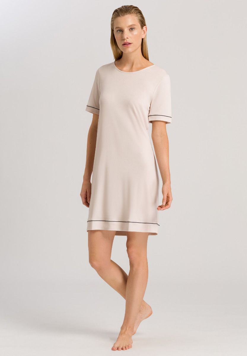 Hanro Basic Natural Comfort Natural Comfort S/Slv Nightdress 90Cm (077963) Almond