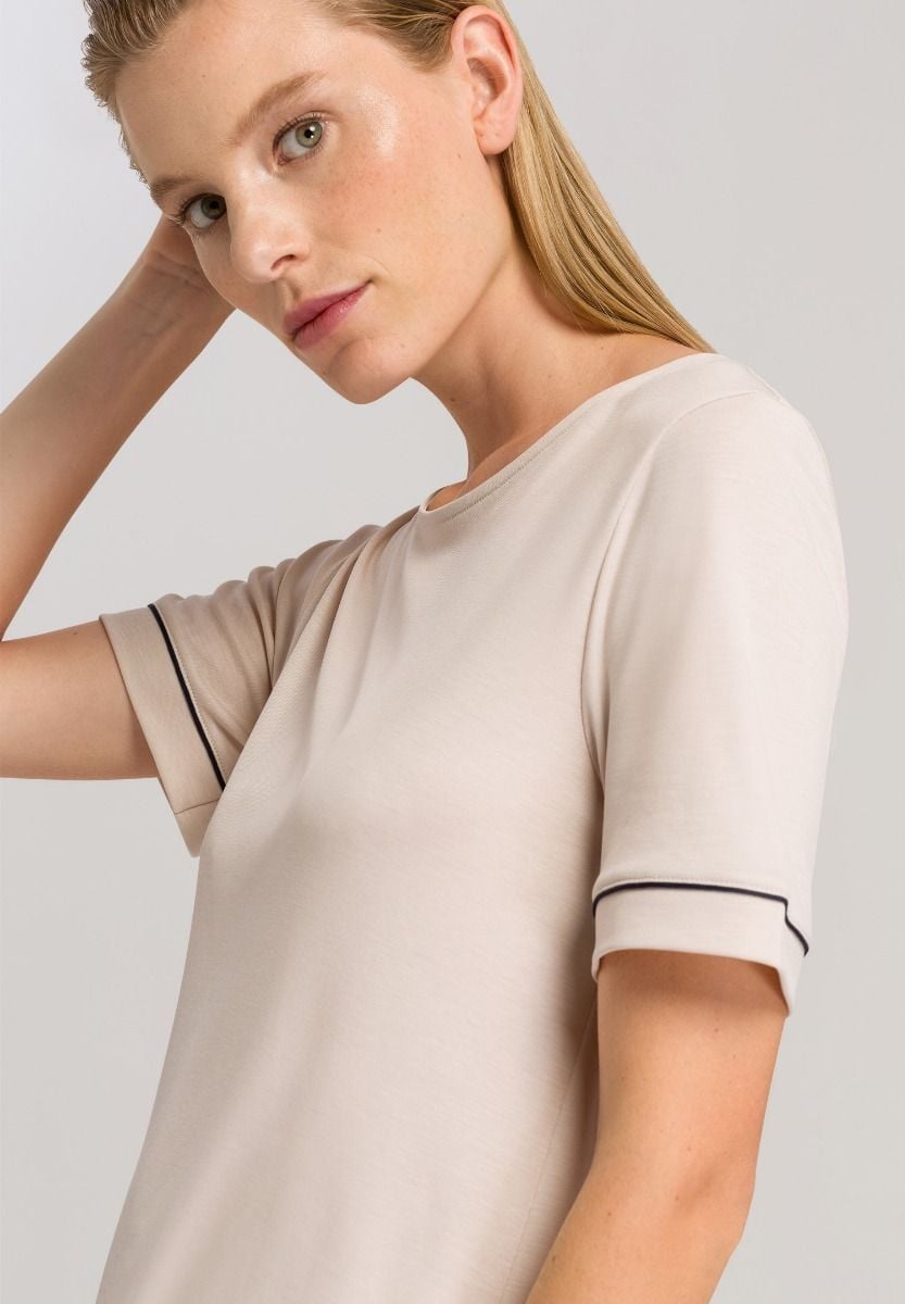 Hanro Basic Natural Comfort Natural Comfort S/Slv Nightdress 90Cm (077963) Almond