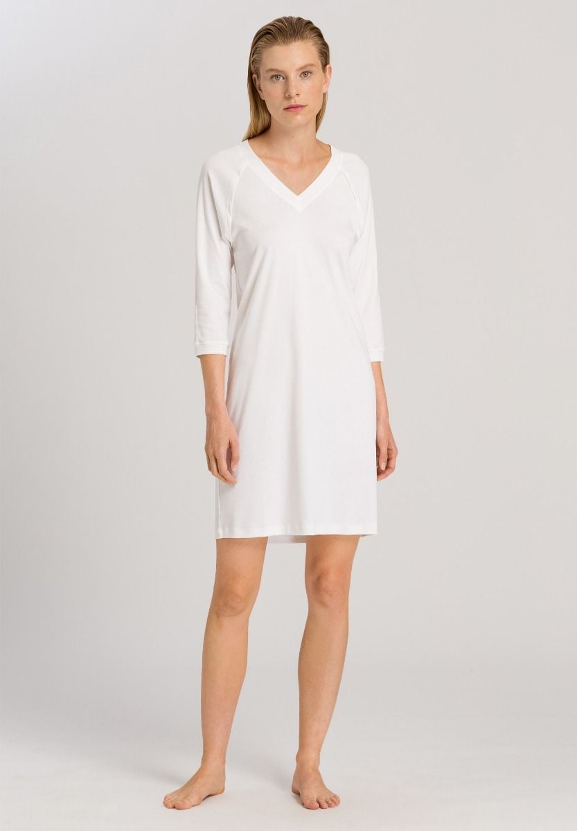 Hanro Basic Pure Essence Pure Essence 3/4 Slv Nightdress 90Cm (077948) Off White