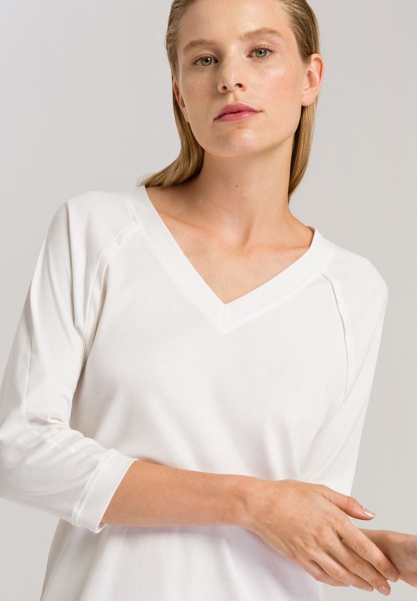 Hanro Basic Pure Essence Pure Essence 3/4 Slv Nightdress 90Cm (077948) Off White