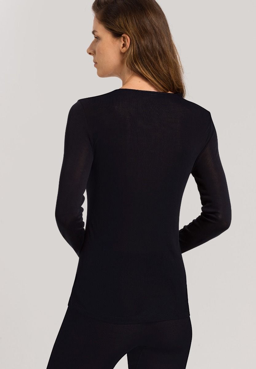 Hanro Basic Pure Silk Pure Silk L/Slv Shirt (071719) Black