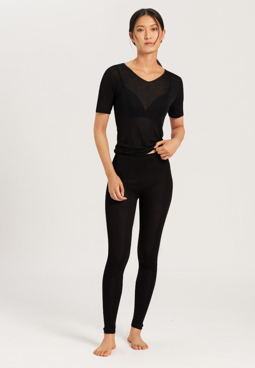 Hanro Basic Pure Silk Pure Silk S/Slv Shirt (071718) Black