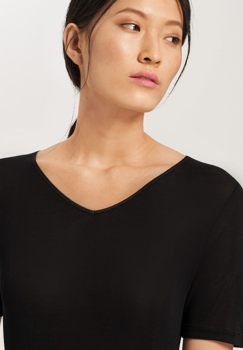 Hanro Basic Pure Silk Pure Silk S/Slv Shirt (071718) Black